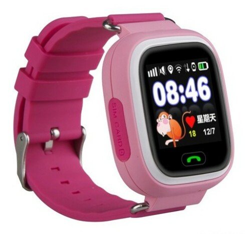 Ceas Smartwatch copii cu GPS iUni Q90, Touchscreen, Telefon incorporat, Buton SOS, Roz